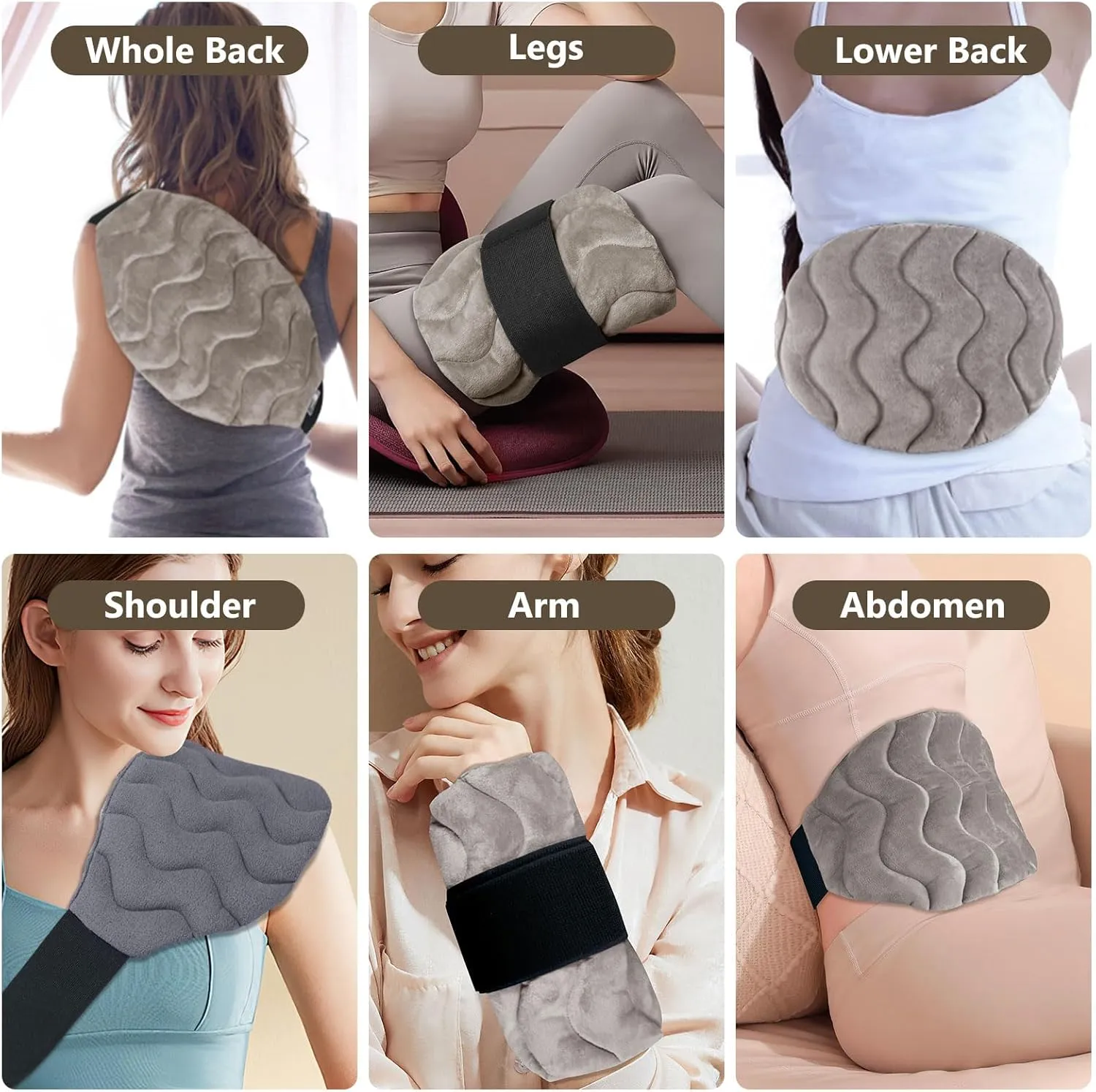 2 Large Microwave Heating Pad for Back Pain Relief, Microwavable Neck Shoulder Wrap, Moist Heat for Cramps, Menstrual, Waist, Stomach, Lumbar, Muscle Spasms, Unscented Hot Warm Pack, Gray