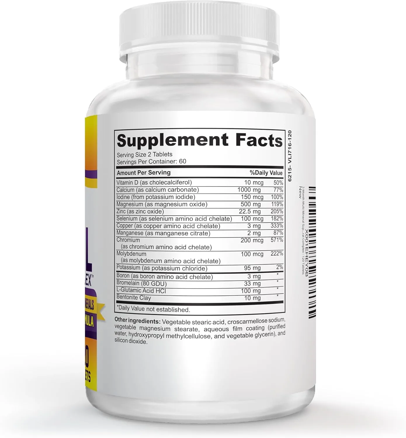 2-Month Multimineral Supplement (Iron Free) Natural Multiminerals | High-Potency Multi Mineral Supplements All-in-1 Minerals Formula | Mineral Complex Pills | Bulk Savings 60-Day Supply | 120 Tablets