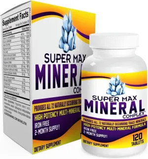 2-Month Multimineral Supplement (Iron Free) Natural Multiminerals | High-Potency Multi Mineral Supplements All-in-1 Minerals Formula | Mineral Complex Pills | Bulk Savings 60-Day Supply | 120 Tablets
