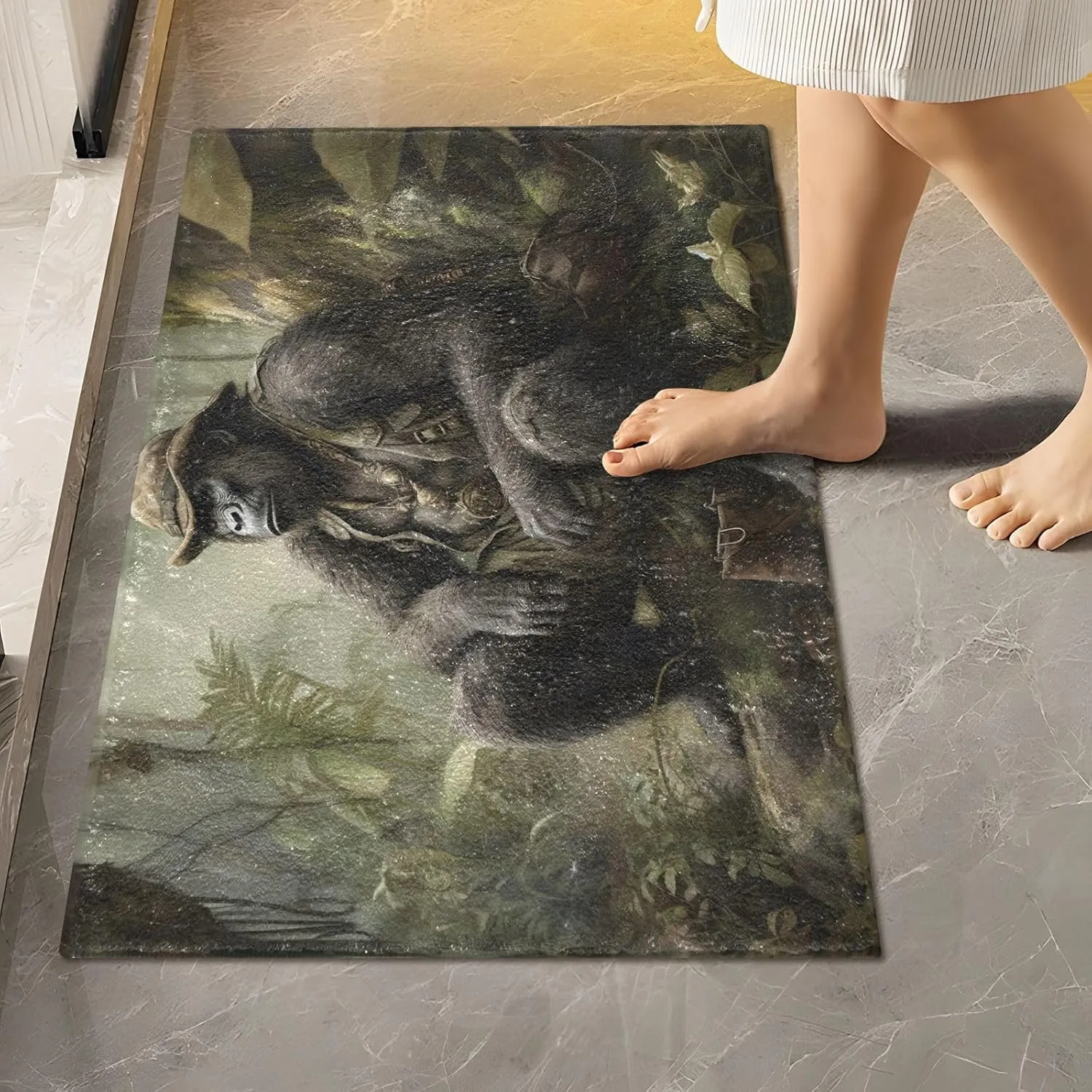 2 Pieces Bathroom Rusg Set Ape Explorer, Plush Absorbent Bath Mats Carpet with Non Slip Bottom for Bathroom Floor Toilet Tub and Shower