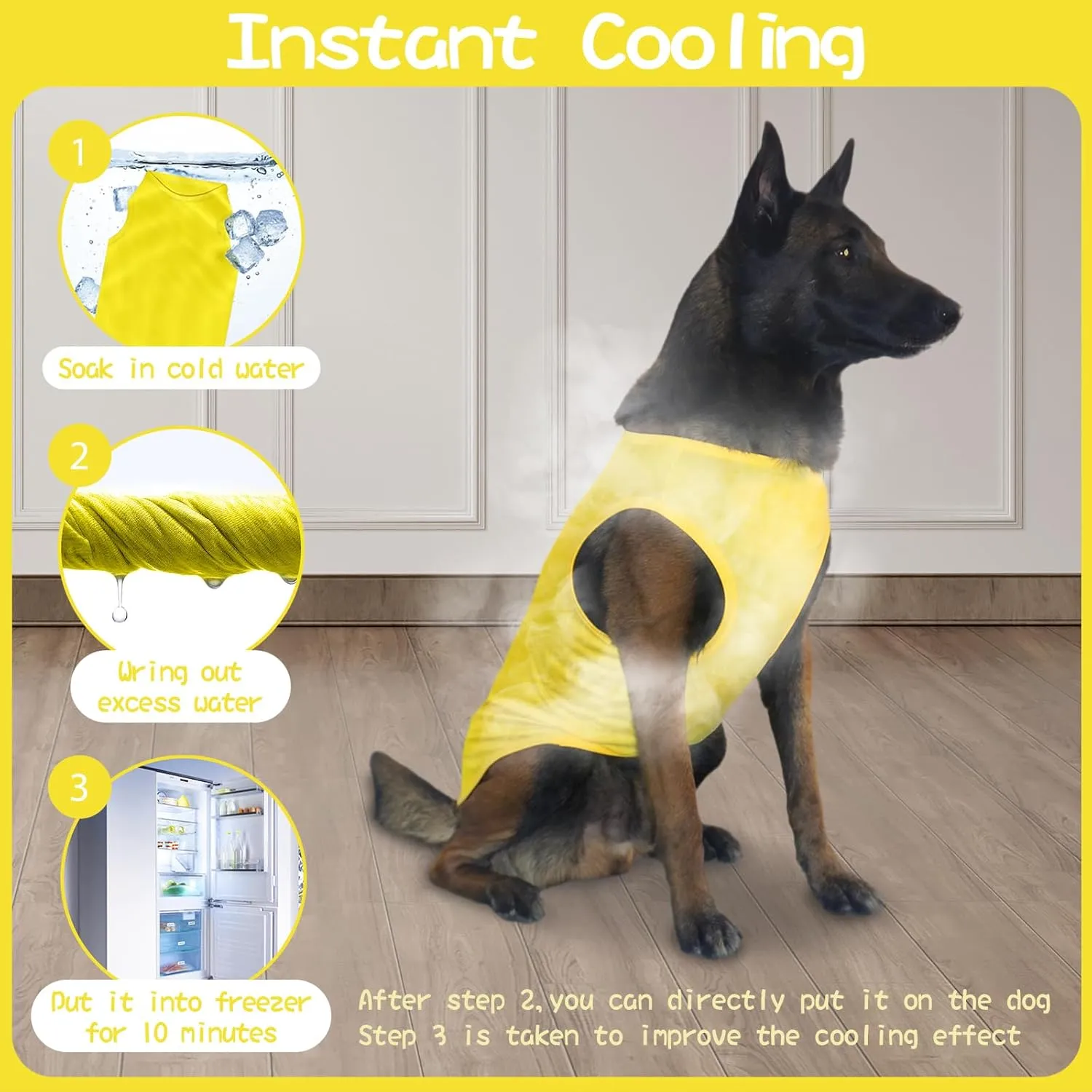 2 Pieces Dog Shirts, Soft and Cool Dog Sleeveless Vest, Breathable Lightweight Pet Tshirt, Summer Pet Apparel Tank Top for Medium Large Pets - Yellow Blue (L)