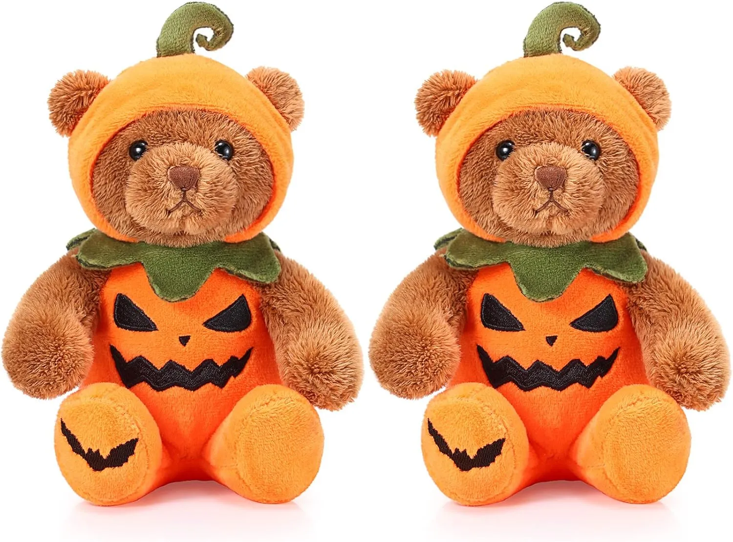 2 Pieces Halloween Bear Stuffed Animals Soft Plush Bear Toys in Halloween Theme Costume Cute Bear Plush Set for Boys Girls Halloween Party Decoration, 8 Inches (Pumpkin)