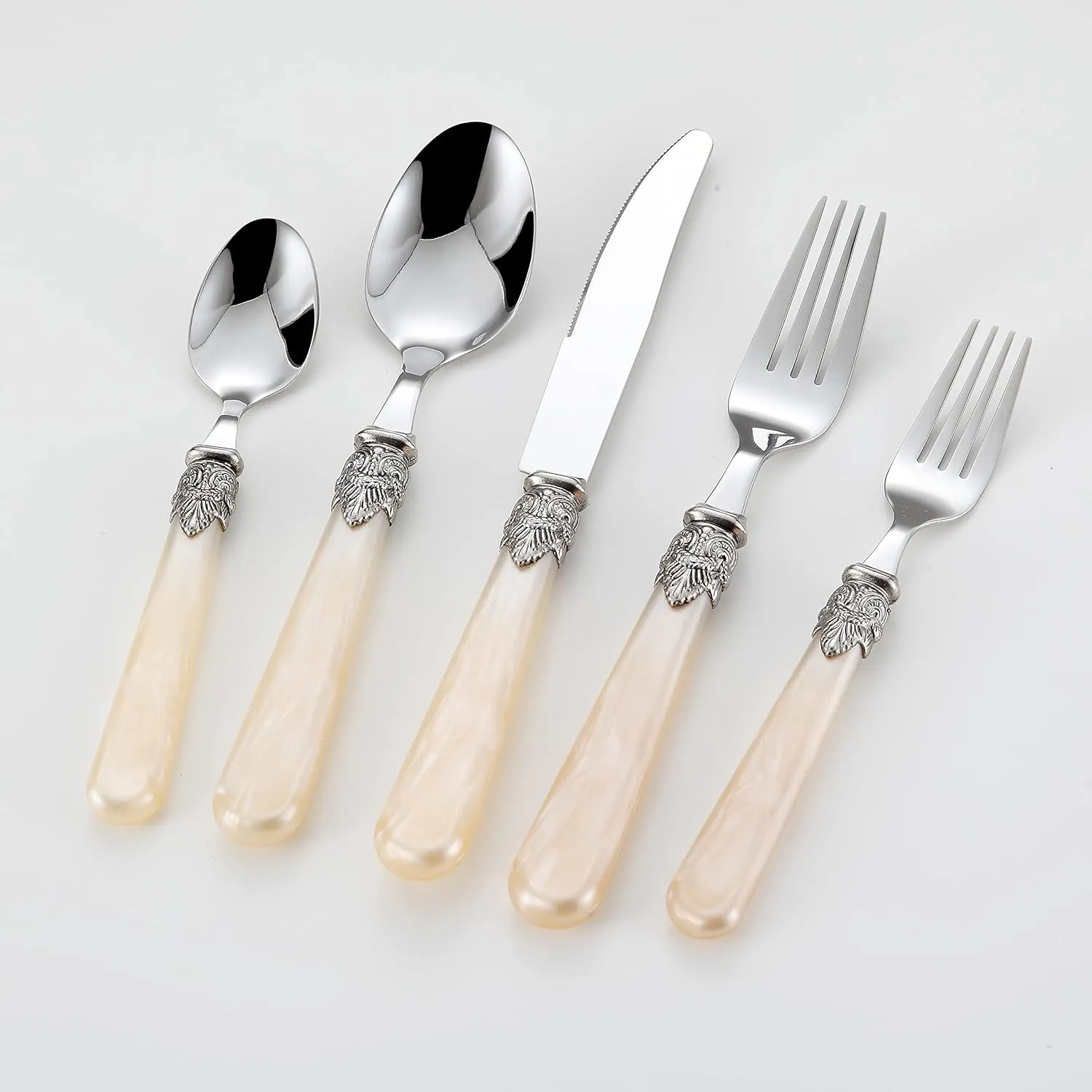 20 pieces 18/10 Stainless Steel Silverware Sets With Champagne Handle,Vintage Cutlery Sets,Sliverware set Service for 4,Dishware Safe (20,champagne)