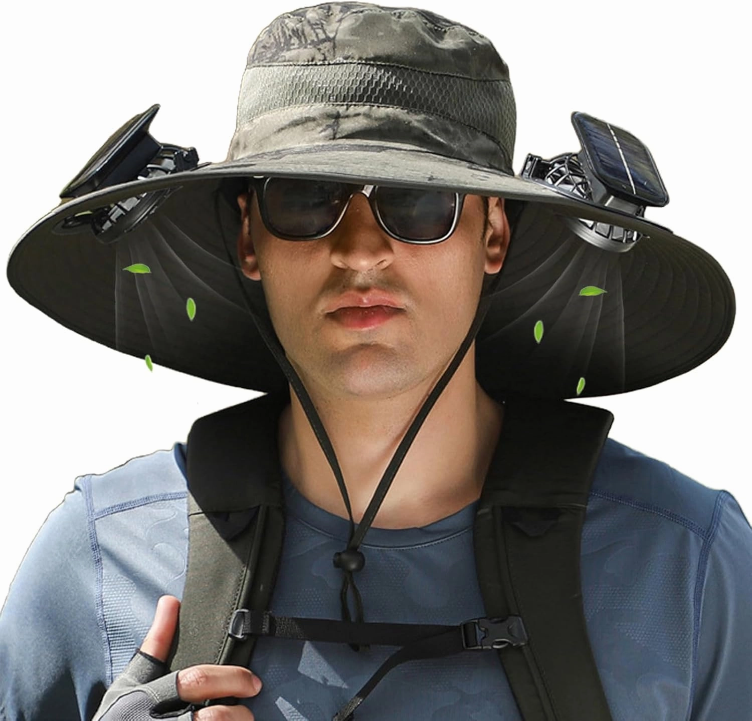 2025 New Ultralight Solar Fan Sun Hat, Hat with Fans Solar Power Built in, Solar Powered Outdoor Wide Brim Sun Fishing Hat