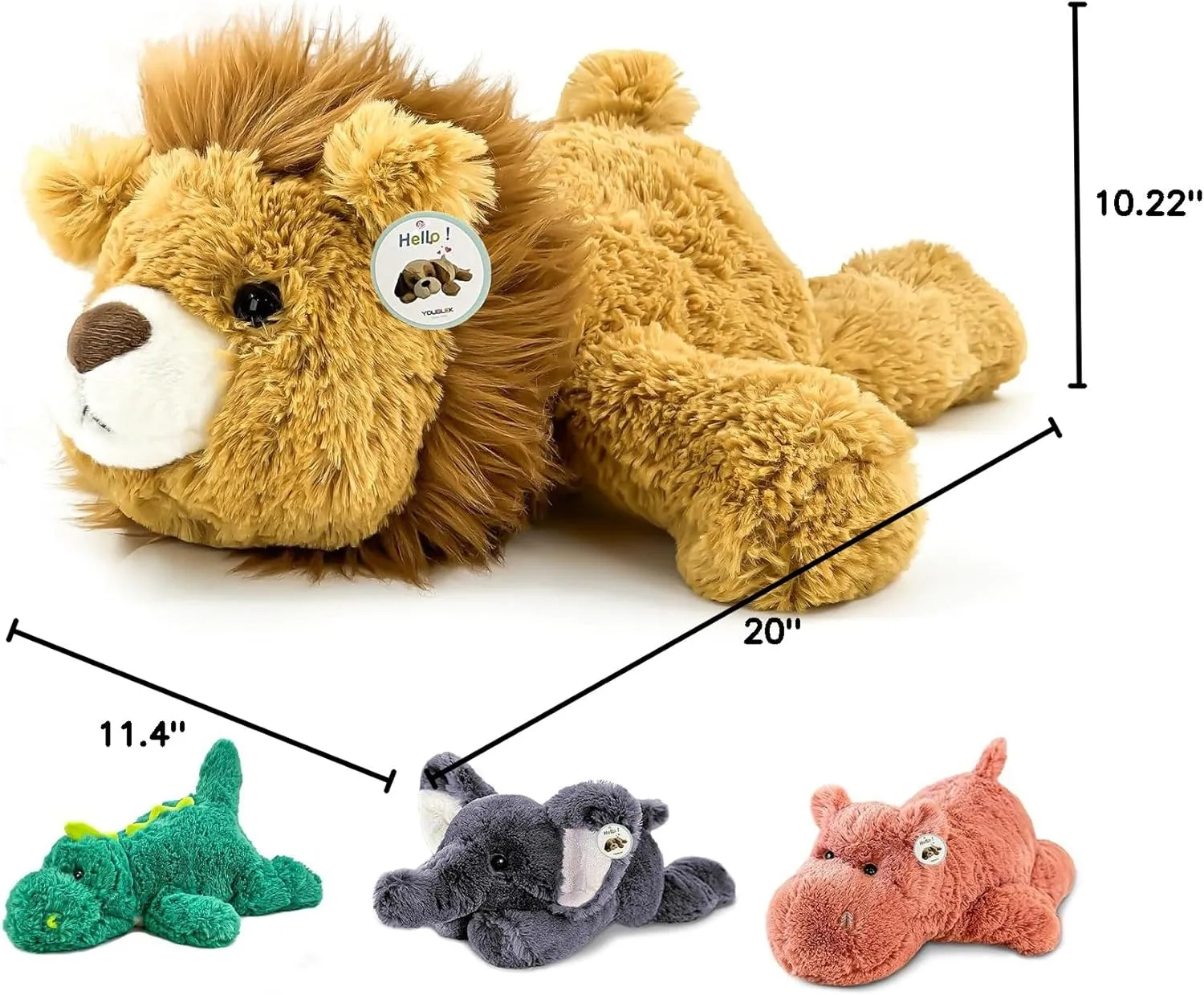 20" | 4 Pounds Weighted Stuffed Animals,Sensory Comfort Plush Throw Pillow Toy, Soft for Home & School, Kawaii Plushies Hugging Toy Gifts for Kids & Adults (Lion, 20 inch 4 Pounds)
