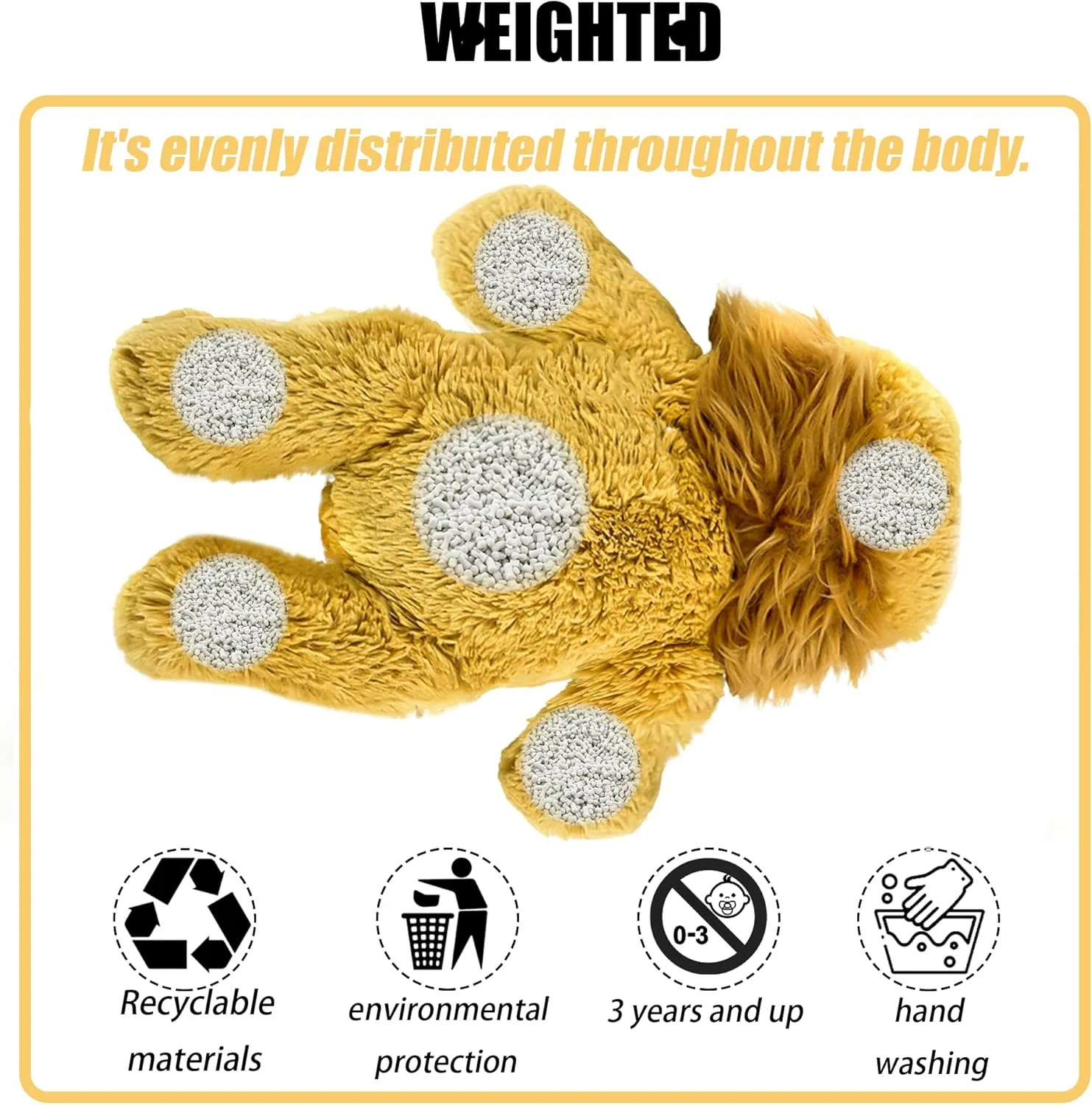 20" | 4 Pounds Weighted Stuffed Animals,Sensory Comfort Plush Throw Pillow Toy, Soft for Home & School, Kawaii Plushies Hugging Toy Gifts for Kids & Adults (Lion, 20 inch 4 Pounds)