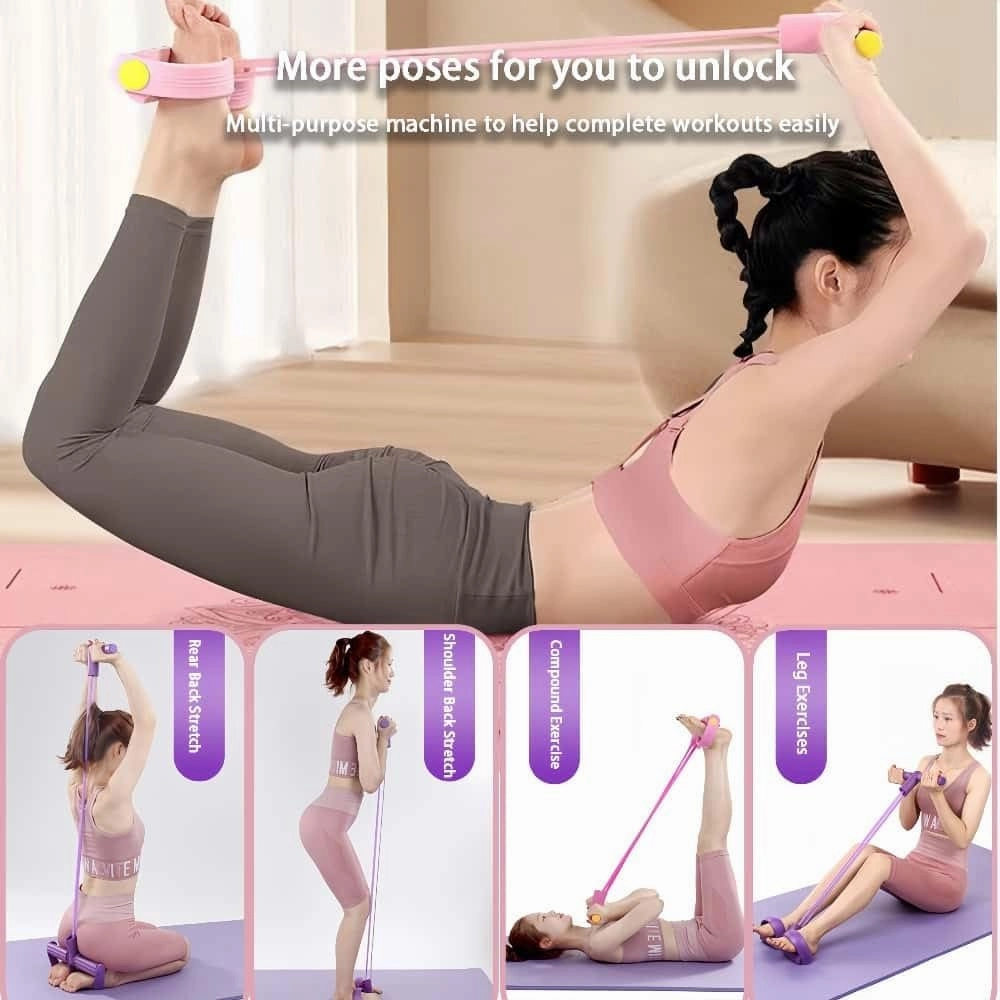 21 Fitness Resistance Bands-4 Tube Pedal Ankle Puller 2025 Upgrade Stretch Bands for Exercise Sit Up Exercise Equipment AB Training Auxiliary Device Workout Equipment for Women Men