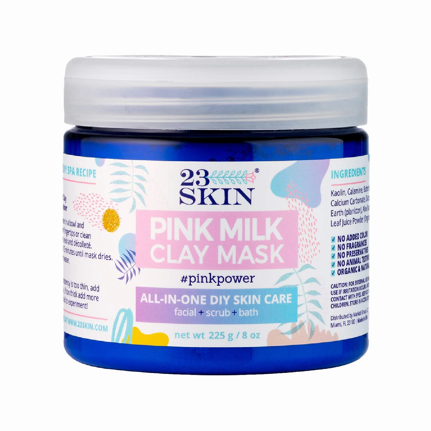 23SKIN Pink Milk Clay Mask, Clean Beauty Skincare for Sensitive and Problem Skin, Reduce Redness Clay Mask with Natural Lactic Acid, Organic Aloa and Purifying Kaolin Clay, 8 Oz