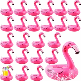 24 Pcs Inflatable Flamingo Drink Holders Blow up Small Flamingo Drink Floats Flamingo Inflates Coasters for Pool Party Bachelorette Party Flamingo Theme Party