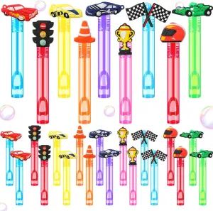 27 Pcs Mini Race Car Party Favors for Boys Girls 0.2 oz Bubble Wands with Liquid Bubble Maker Classroom Prizes Goodie Bags Stuffer for Birthday Supplies Gift