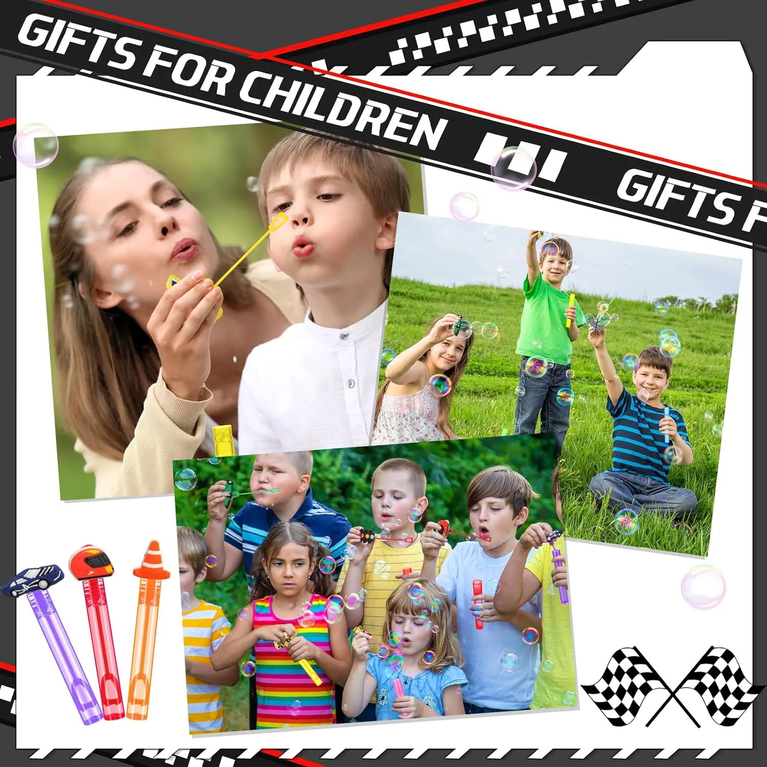 27 Pcs Mini Race Car Party Favors for Boys Girls 0.2 oz Bubble Wands with Liquid Bubble Maker Classroom Prizes Goodie Bags Stuffer for Birthday Supplies Gift