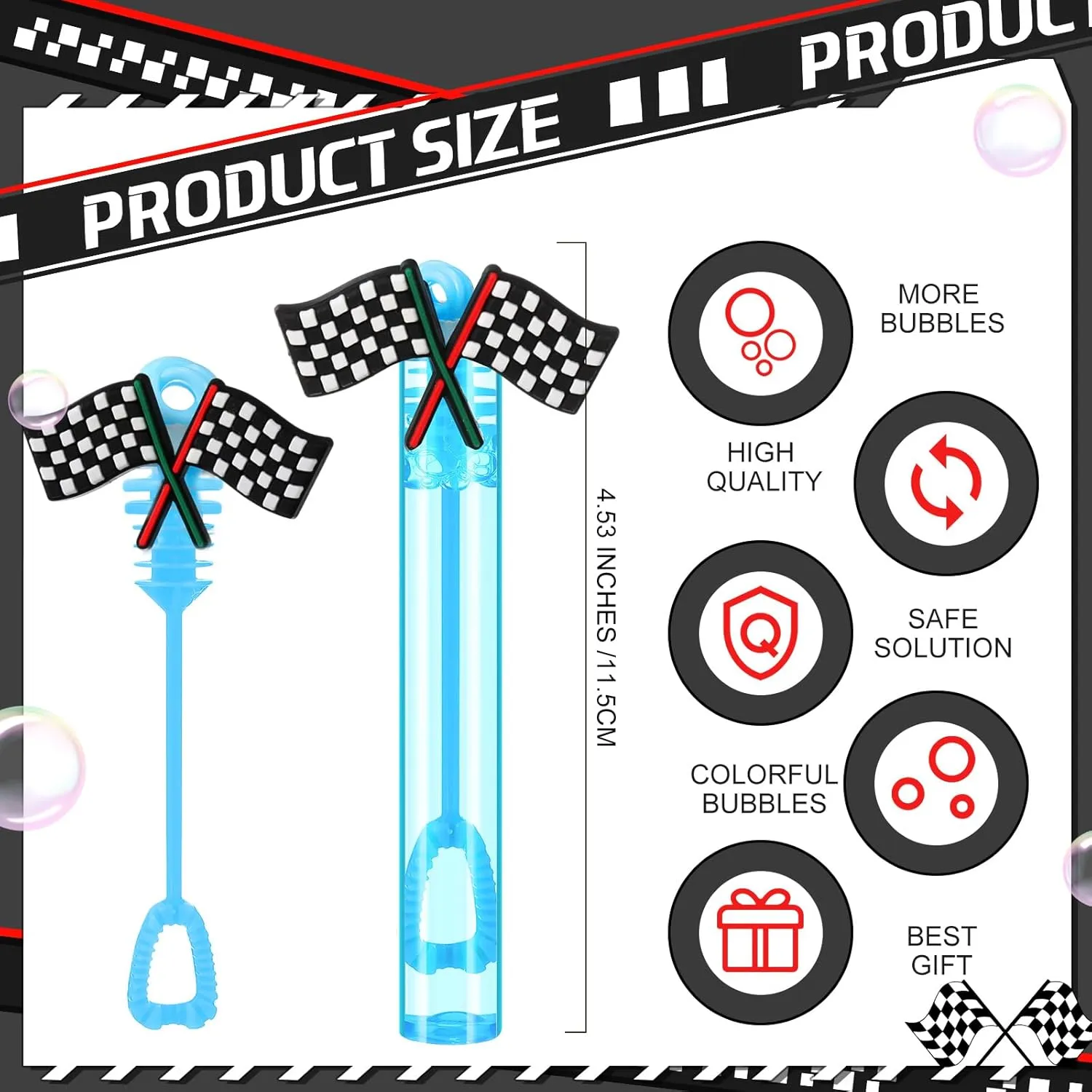 27 Pcs Mini Race Car Party Favors for Boys Girls 0.2 oz Bubble Wands with Liquid Bubble Maker Classroom Prizes Goodie Bags Stuffer for Birthday Supplies Gift
