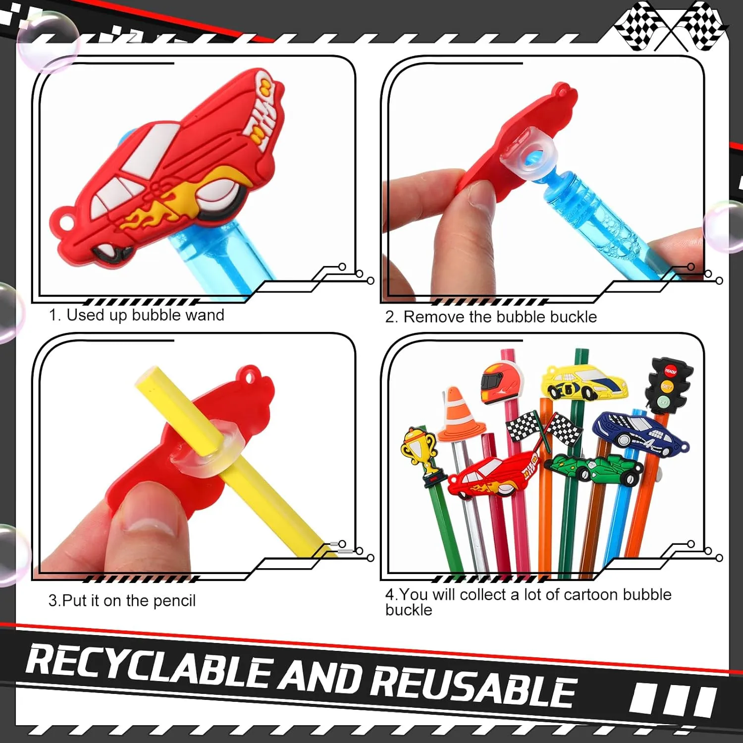 27 Pcs Mini Race Car Party Favors for Boys Girls 0.2 oz Bubble Wands with Liquid Bubble Maker Classroom Prizes Goodie Bags Stuffer for Birthday Supplies Gift
