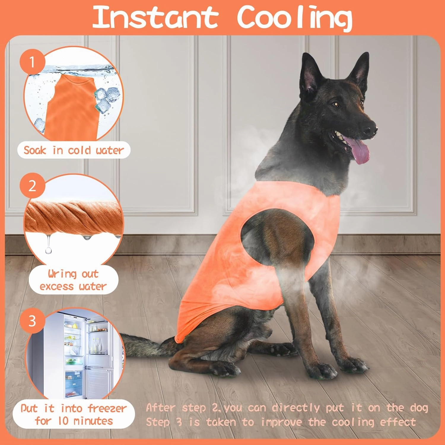 2 Pack Dog Shirts, Ice Pet Vest Dog Clothes for Instant Cooling, Lightweight Breathable Sleeveless T-Shirts for Large Dogs, Peacock Blue OrangeRed (XL)