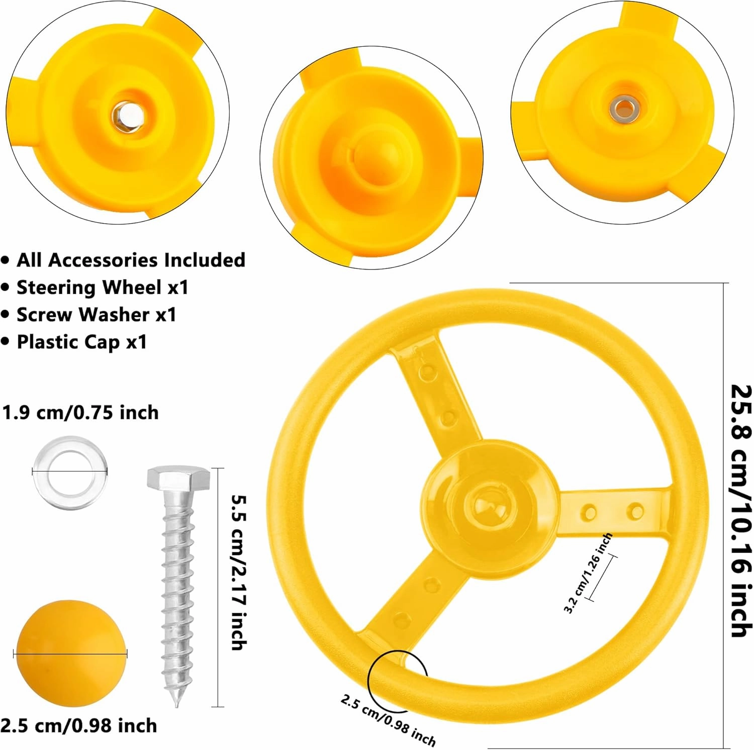 2 Pack Steering Wheel Playset Plastic Pirate Ships Wheel with Mounting Tools for Kids Playground Outdoor Gym (Yellow, Red)