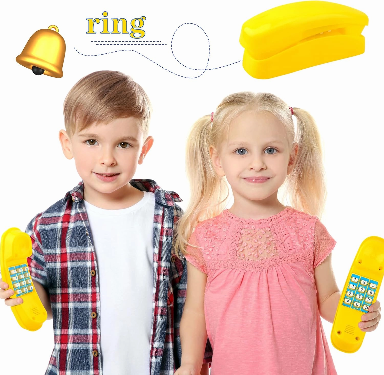2 Pack Swingset Phone Toys Playground Swing Set Telephone Plastic Pretend Play Telephone with Numeric Key for Kids Outdoor Playground Treehouse Accessories (Yellow)