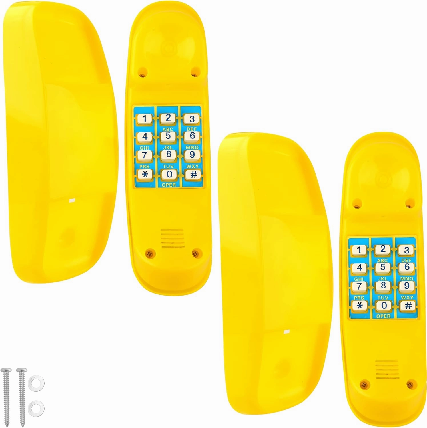 2 Pack Swingset Phone Toys Playground Swing Set Telephone Plastic Pretend Play Telephone with Numeric Key for Kids Outdoor Playground Treehouse Accessories (Yellow)