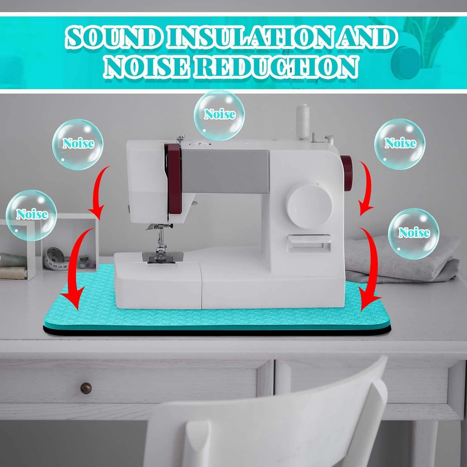 2 Pcs Sewing Machine Muffling Mat Pedal Sewing Mat Reduce Vibrations Noise No Slip Machine Accessories for Quilting(15'' X 20'' and 9'' X 14'',Blue, Black)