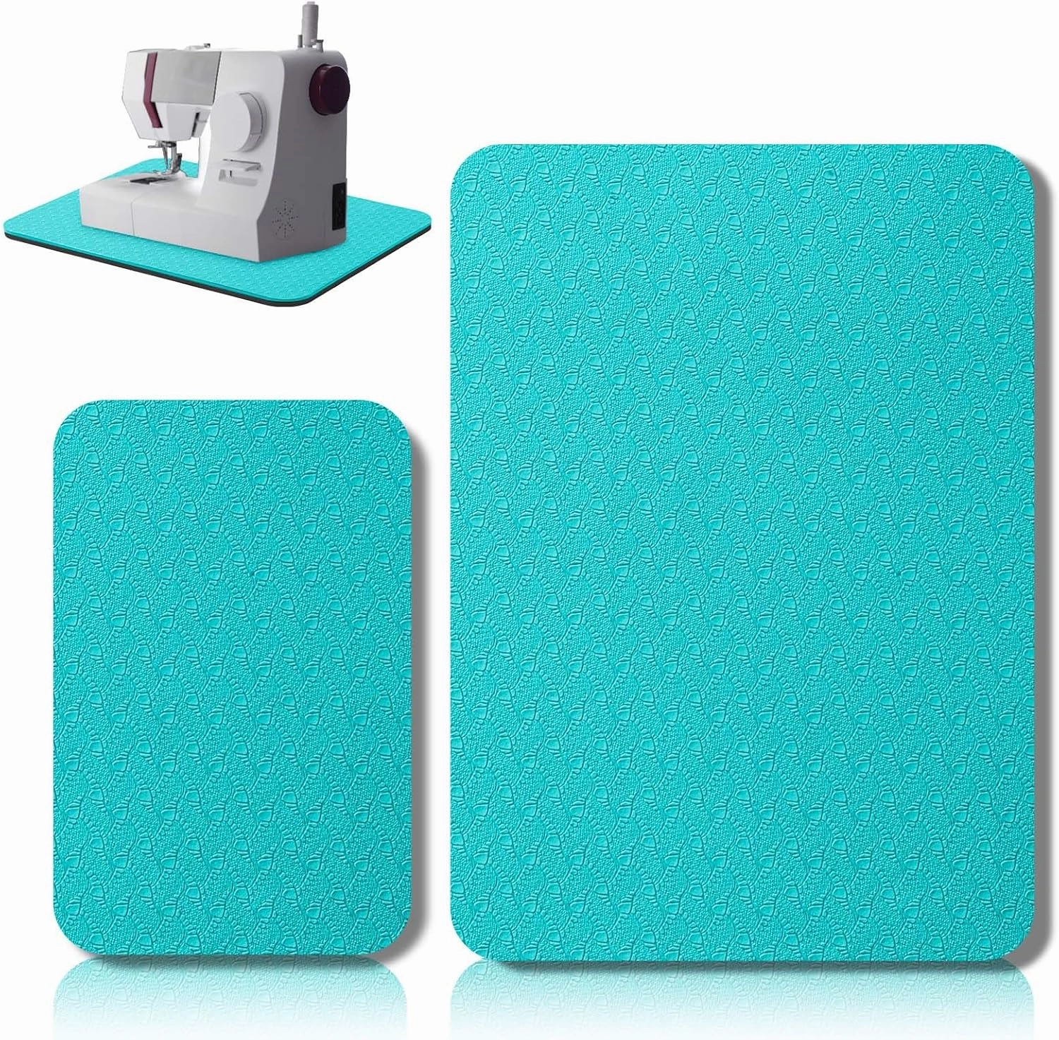 2 Pcs Sewing Machine Muffling Mat Pedal Sewing Mat Reduce Vibrations Noise No Slip Machine Accessories for Quilting(15'' X 20'' and 9'' X 14'',Blue, Black)