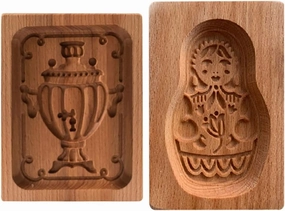 2PCS Novelty Cookie Cutter 3D Embossing Mold,Funny Trophy Doll Carved Wooden Cookie Biscuit Mold Stamps for Gingerbread Mold,Baking Moulds