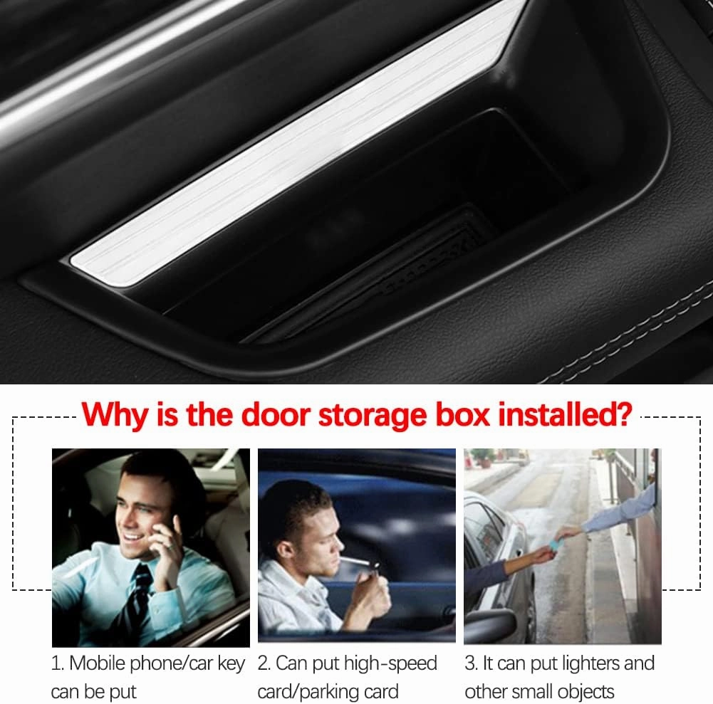 2pcs XT5 Front Side Door Handle Storage Box Holder Upgraded Door Armrest Organizer for Cadillac XT5 2023 2022 2021 2020 2019 2018 2017