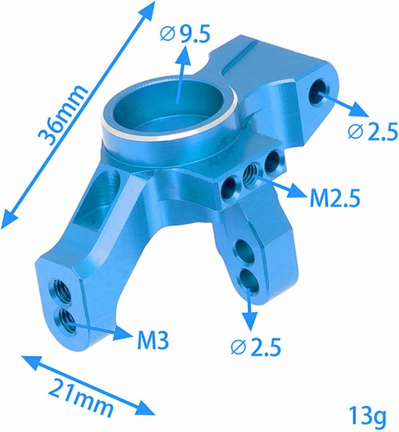 2PcsRC Rear Hub Bracket, Metal Aluminum Alloy Rear Steering Arm Hub Carrier for Traxxas 4-Tec 2.0 3.0 1 to 10 RC Car Upgrade Parts Accessories (Blue)