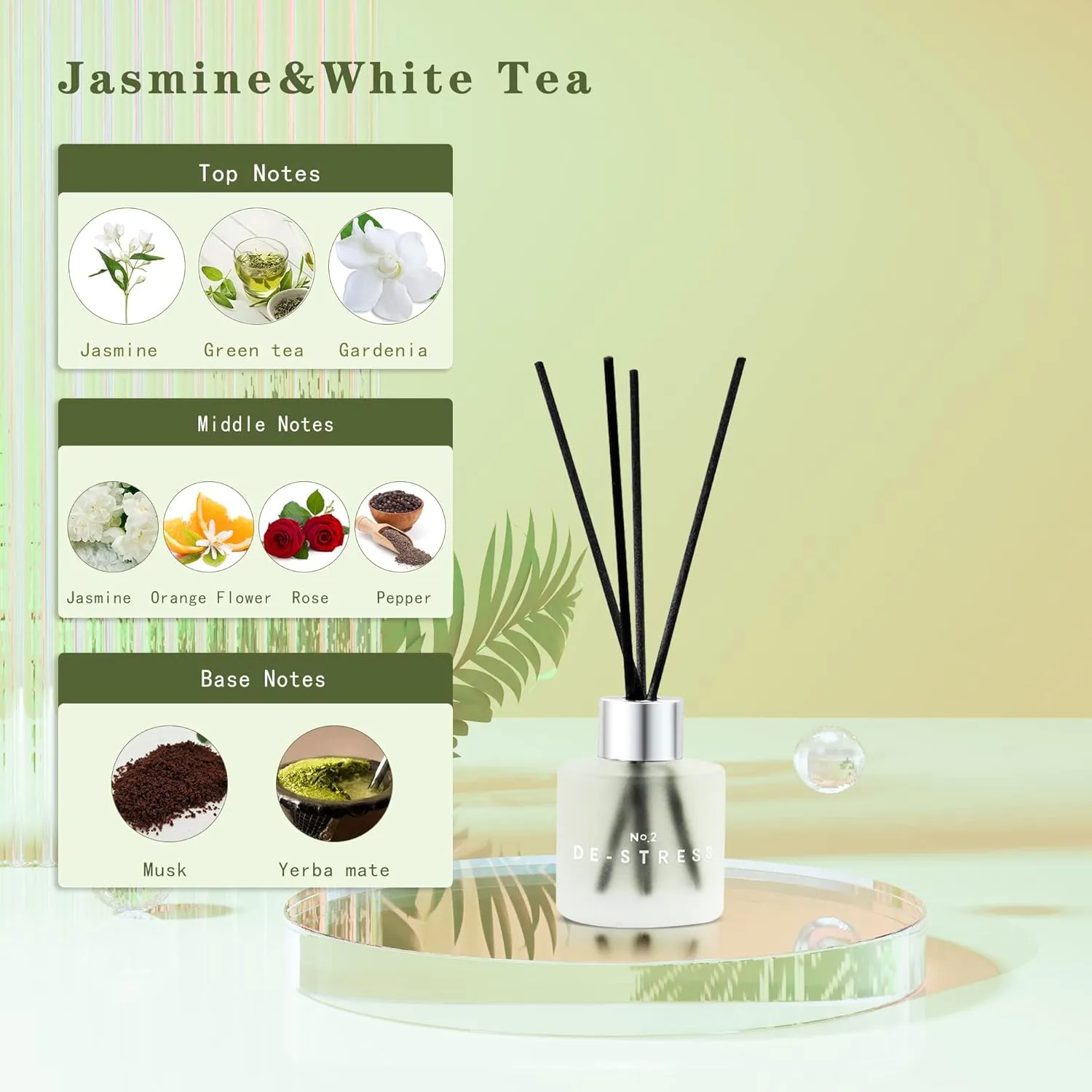 3 Pack Fragrance Reed Diffuser, 50ML Lavender Jasmine Freesia Aromatherapy Diffuser Set with 12 Black Fiber Sticks,Air Freshener for Bedroom Bathroom Office, 8.2X 6.6X 2.1 inch