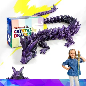 30 Inch Large 3D Printed Crystal Dragon Toy,Dragon Figurine Large Toy for Kids