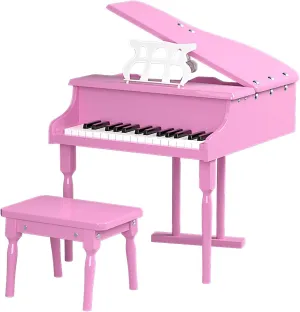 30-Key Kids Classic Piano Musical Instrument, Electronic Kids Keyboard w/ Piano Lid, Bench, Safe Hinge & Detachable Music Stand for Kids 3 Years , Black/Pink/White (Pink)