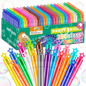 300Pcs Mini Bubble Wands in 20Colors,Bulk Bubbles Party Favors for Kids Toddlers,Themed Birthday,Goodies Bags Stuffers,Outdoor, Valentine's Day, Easter Stuffer, Halloween, Christmas,Boys & Girls