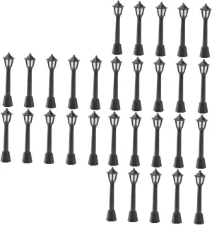 30pcs Black Miniature Lamppost Model Lights for Dollhouse Decoration Microscopic Street Lights Material for Railway Layout and Micro Landscape Enhancements