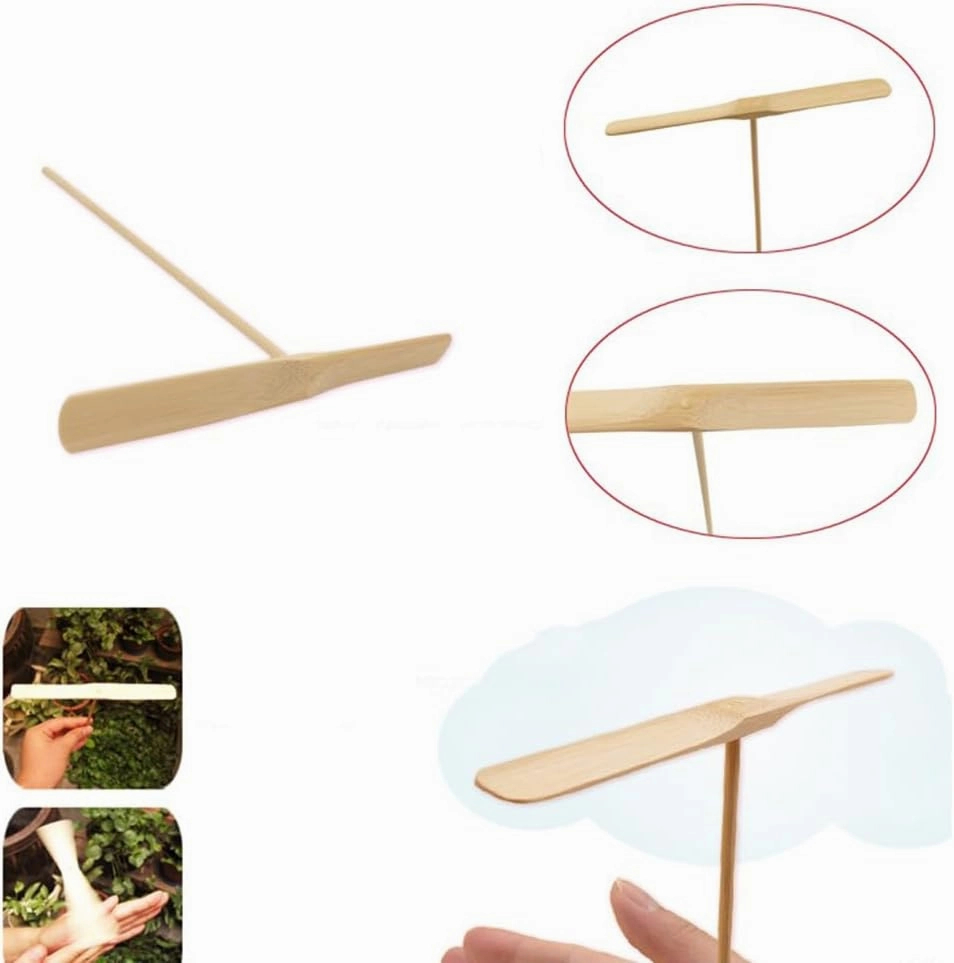 30Pcs Wood Dragonfly,Bamboo Dragonfly Plastic Bamboo-Copter Hand Rub DIY Propeller for Adults