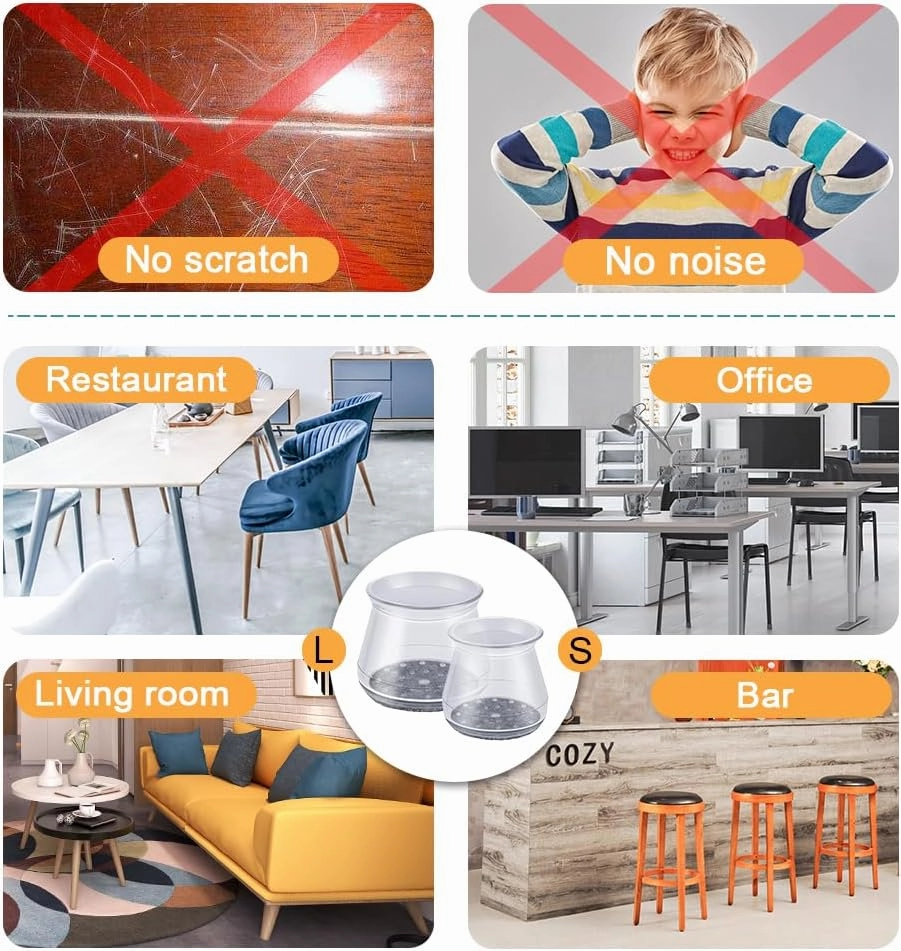 32 Pcs Chair Leg Protectors for Hardwood Floors, Silicone Felt Furniture Leg Cover Pad for Protecting Floors from Scratches and Noise, Smooth Moving for Chair Feet(Large fit : 1.3'' - 2'')