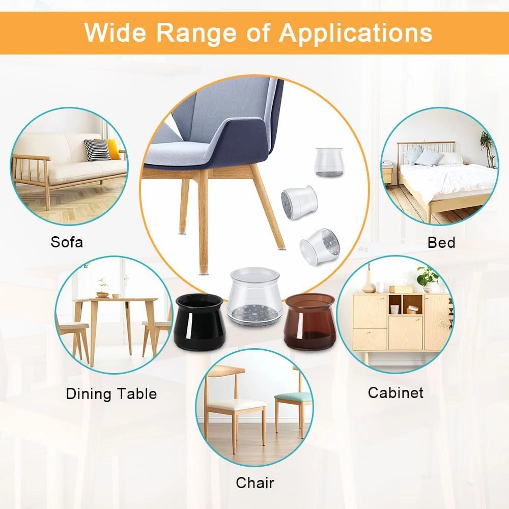 32 Pcs Chair Leg Protectors for Hardwood Floors, Silicone Felt Furniture Leg Cover Pad for Protecting Floors from Scratches and Noise, Smooth Moving for Chair Feet(Large fit : 1.3'' - 2'')