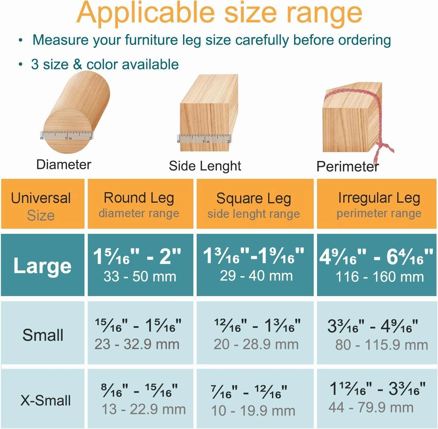 32 Pcs Chair Leg Protectors for Hardwood Floors, Silicone Felt Furniture Leg Cover Pad for Protecting Floors from Scratches and Noise, Smooth Moving for Chair Feet(Large fit : 1.3'' - 2'')