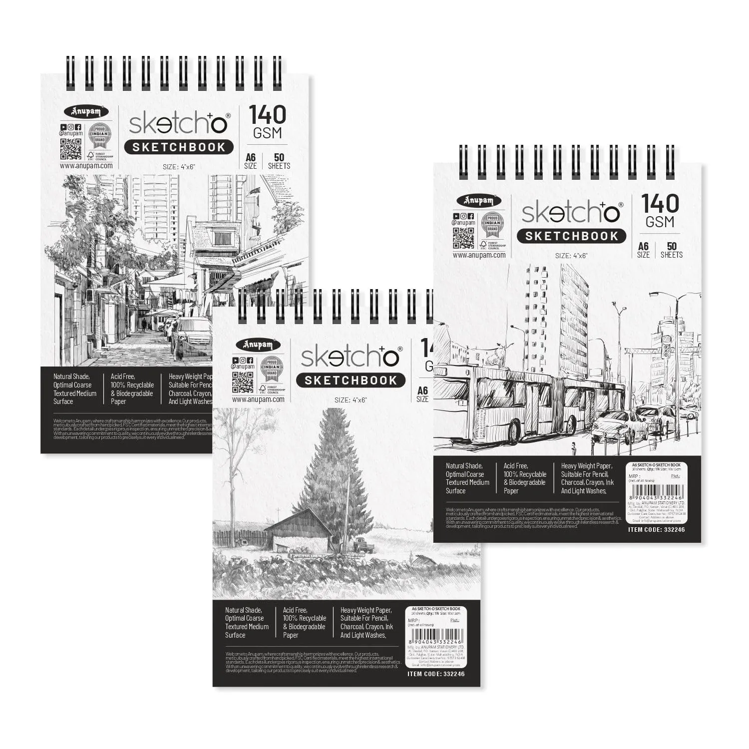 332246 SKETCH  O SOFT COVER (TOP WIRO) 140 GSM50 SHEETS A6