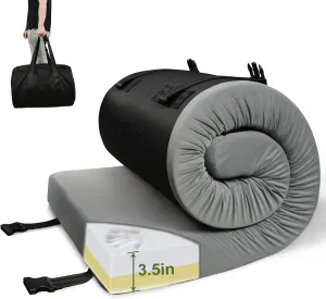3.5" Extra Thick Foam Camping Mattress, Waterproof Cover & Travel Bag, Portable Sleeping Pad for Car/Tent/Cot/SUV/Trunk/Floor/Guest Bed(Single)