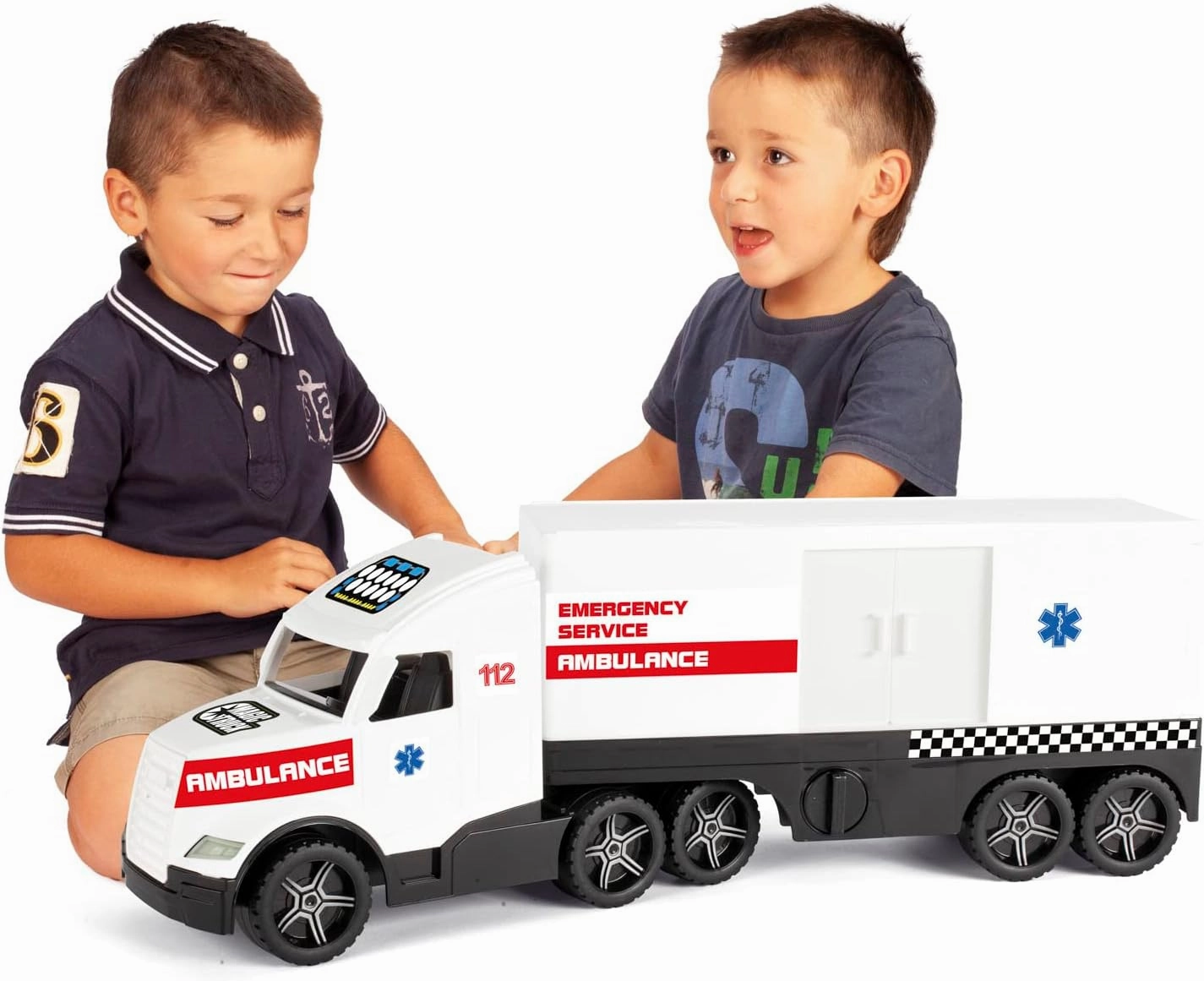 36210 Action Magic Truck Ambulance Emergency Vehicle with Side Door, from 3 Years, Approx. 79 cm, Wit, Standard