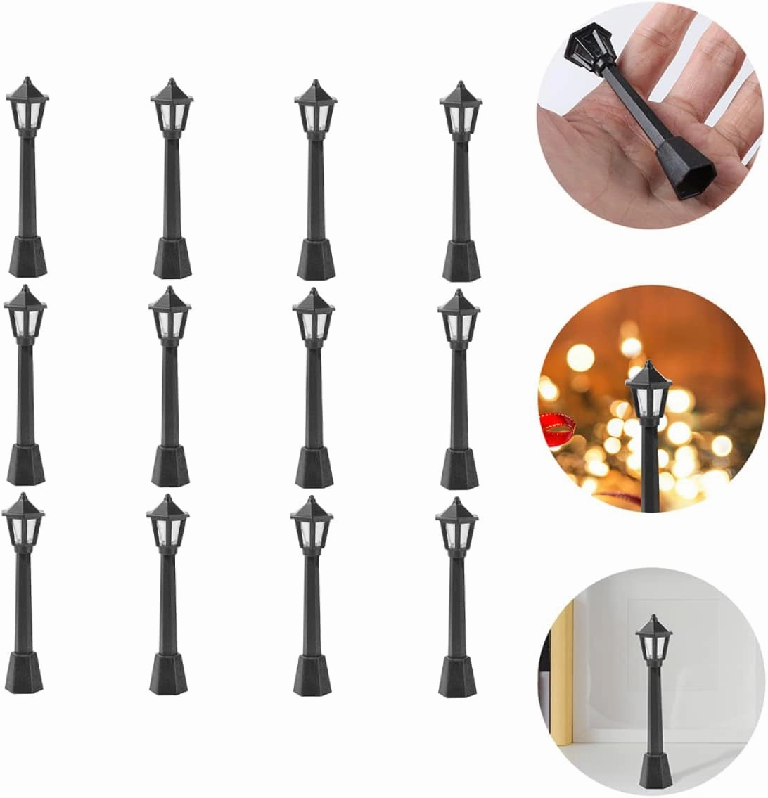 36pcs Miniature Street Lamp Decor Plastic Post Light Ornament for Boys and Girls Compact Lifelike Design for Imagination Cognitive Play for Dollhouses Miniature Scenes