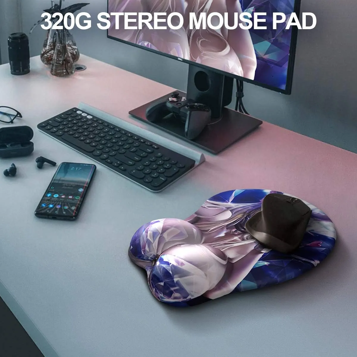 3D Anime Gaming Mousepad, Ergonomic Mouse Pad with Wrist Support Rest, Mousepad Gel Wrist Rest Memory Foam Non-Slip Pain Relief for Computer Home Office KG Alpha Kda Ahri