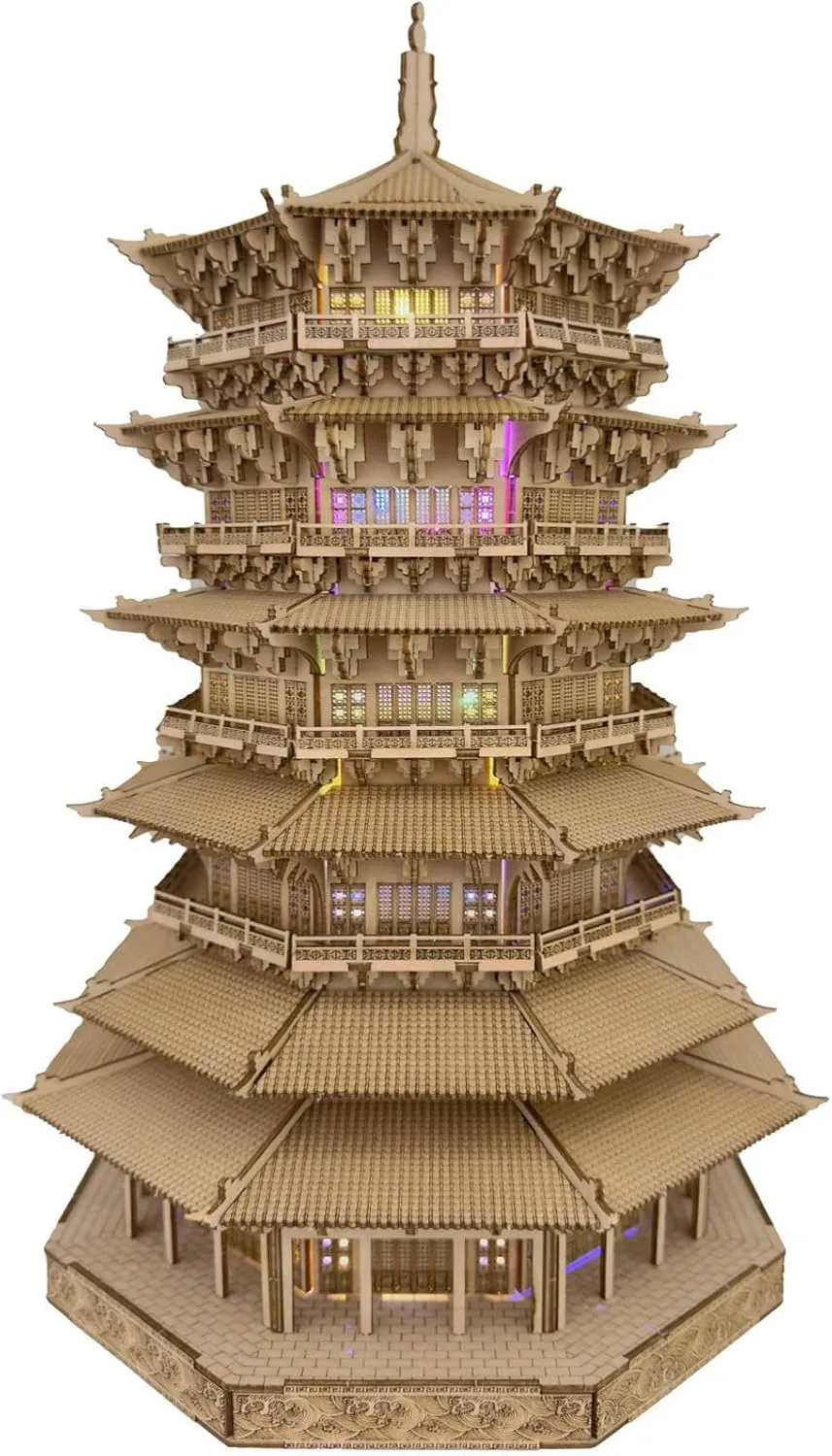 3D Wooden Puzzles for Adults Wooden Pagoda Assembly Model Kits,3D Puzzle Adult Building Crafts for Adults and 14  Teens.(Five-Storied Pagoda 1287 Pieces)