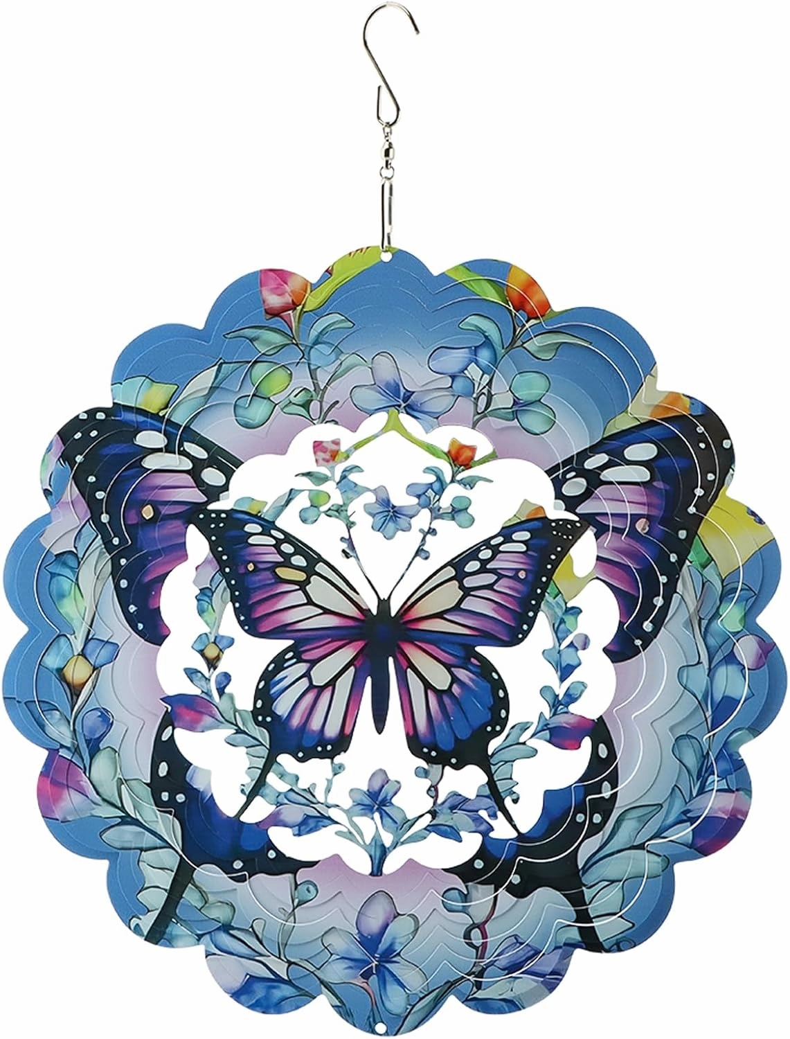3D Butterfly Wind Spinner for Garden Decor, 12 Inch Metal Windmill, Hanging Wind Sculpture for Yard, Patio, Outdoor