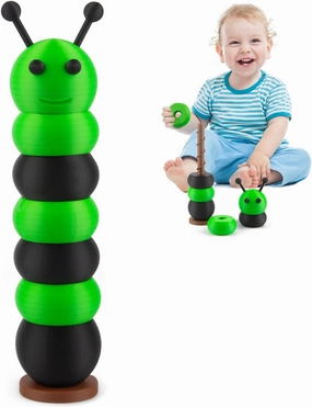 3D Printed Spinning Stacking Caterpillar Toy, Stacking Toys for Toddlers 1-3, Ring Stacker Montessori Educational Learning Sensory Toys for Babies, Suitable for Gifts for Boys and Girl
