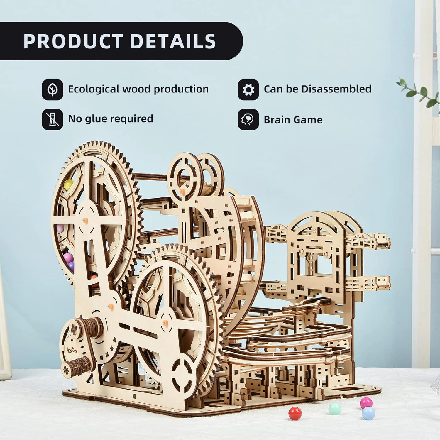 3D Wooden Puzzle Marble Maze Puzzle Craft Toy - Wooden Mechanical Puzzle Assembly Model Building Kit, Gift for Adults and Teens Boys and Girls, DIY Wooden Puzzle Hobby Toys