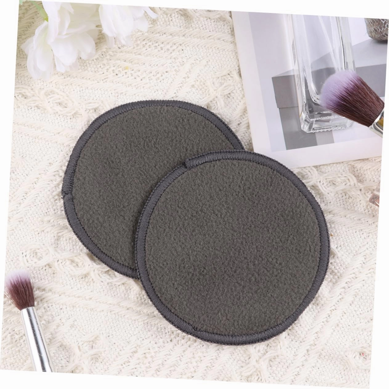 3sets Facial Cleansing Pads Soft Makeup Removal Towel Powder Puff Ideal for Beauty Care 10pcs*3