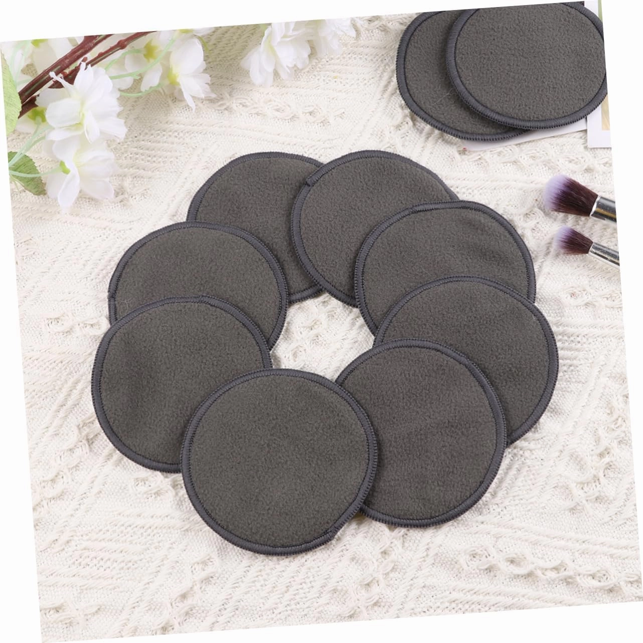 3sets Facial Cleansing Pads Soft Makeup Removal Towel Powder Puff Ideal for Beauty Care 10pcs*3