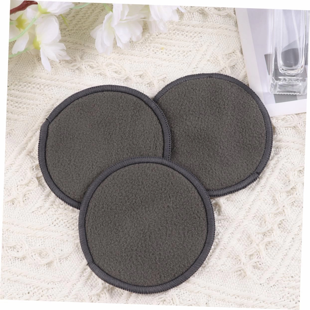 3sets Facial Cleansing Pads Soft Makeup Removal Towel Powder Puff Ideal for Beauty Care 10pcs*3