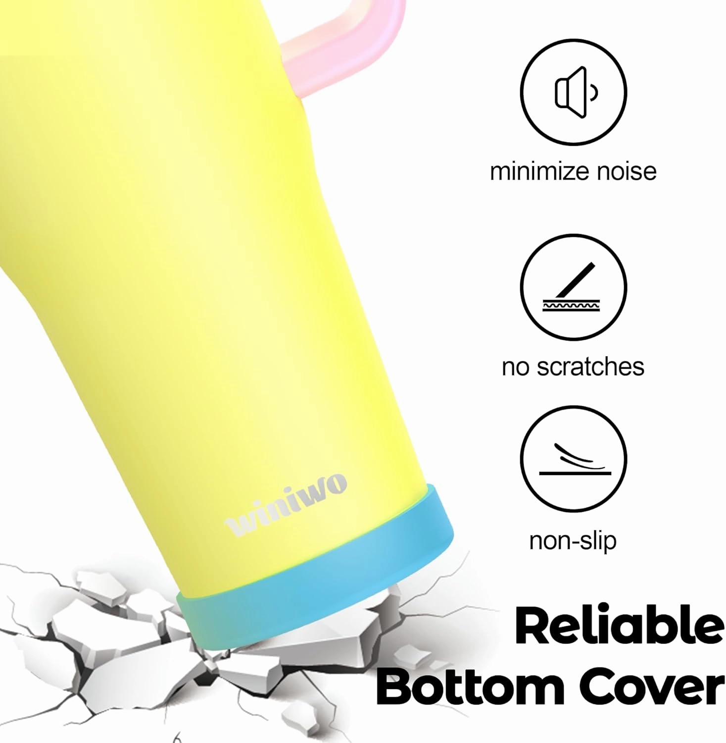 40 oz Tumbler with Handle and Straw for Her, Flexible Straw, Insulated Tumbler Cups with Silicone Bottom, Keeps Beverages Cold Up to 24 Hours, Gym/Work/Travel/School/Gift（Lemon Yellow）