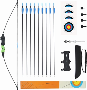 40" Youth Bow and Arrow Set for Kids 8-12 & Teens - Ambidextrous Recurve Archery Gear with Safety Arrows - Toys for Ages 8-13, Backyard Games Gift for Beginner Archers