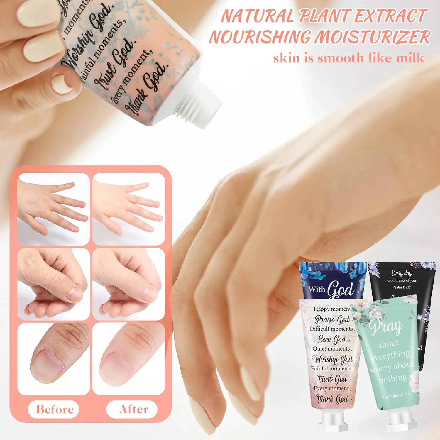 48 Pcs Christian Hand Cream Bulk for Women Mothers Day Church Gifts in Bulk Bible Travel Hand Lotion for Dry Hands Bible Verse Hand Lotion for Mom Grandma Holiday mothers day Gift